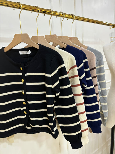 Casual winter Stripes Button Down Cardigan